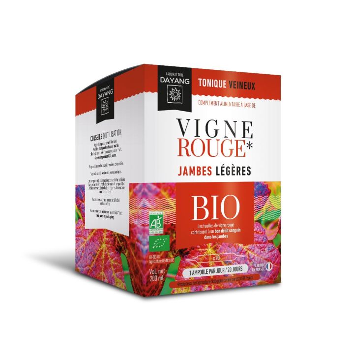 Vigne rouge Bio jambes l&eacute;g&egrave;re Dayang - bo&icirc;te de 20 ampoules