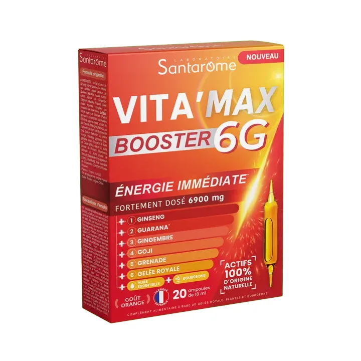 Vita'max booster 6G Santarome - bo&icirc;te de 20 ampoules de 10ml