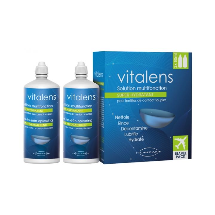 Vitalens Solution multifonctions pour lentilles de contact souples - lot de 2 flacons de 50 ml