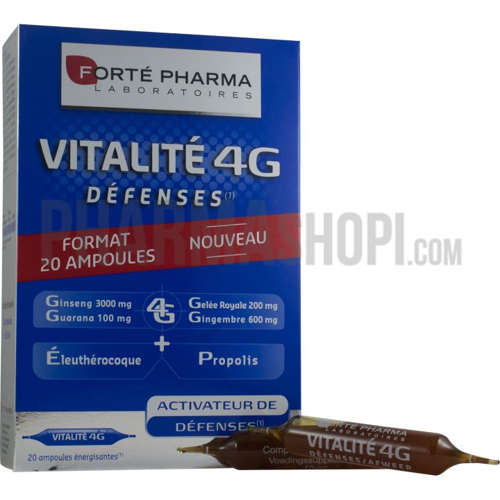Vitalit&eacute; 4G d&eacute;fenses Forte pharma - bo&icirc;te de 20 ampoules de 4 g