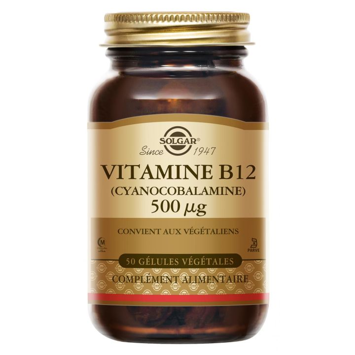 Vitamine B12 500 &micro;g Cyanocobalamine Solgar - pot de 50 g&eacute;lules