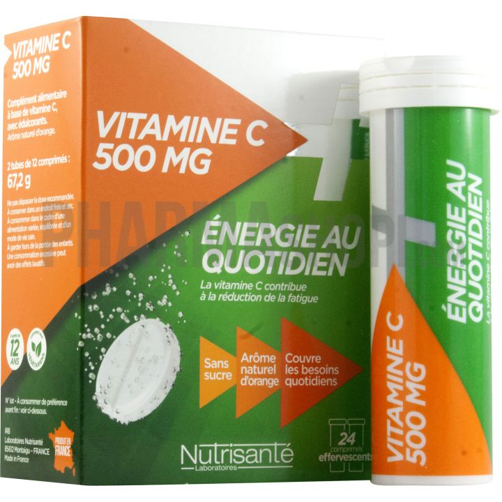 Vitamine C 500 mg &eacute;nergie au quotidien Nutrisant&eacute; -  Boite de 24 comprim&eacute;s effervescents