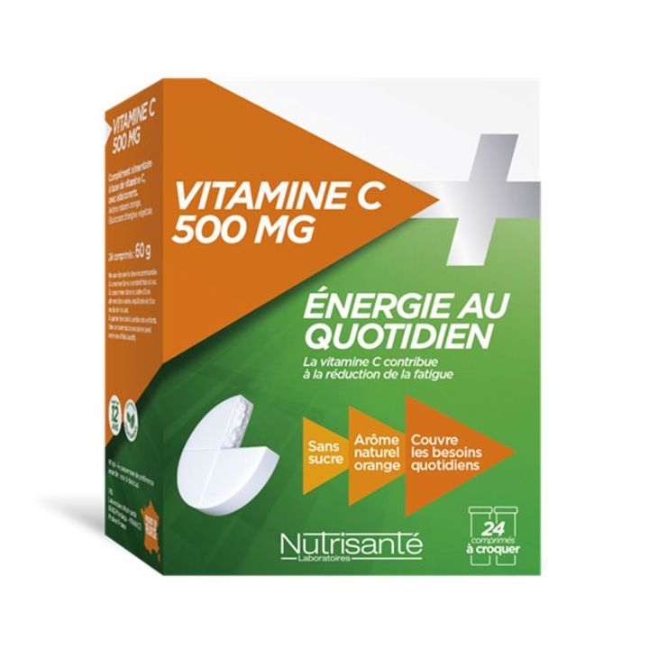 Vitamine C 500 mg &eacute;nergie au quotidien Nutrisant&eacute; -  Boite de 24 comprim&eacute;s &agrave; croquer