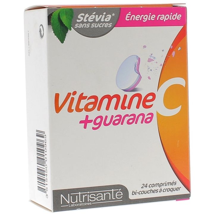 Vitamine C + Guarana Booster Nutrisant&eacute; - Boite de 24 comprim&eacute;s &agrave; croquer