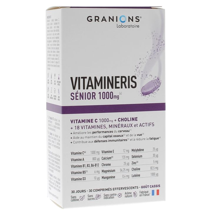 Vitamineris S&eacute;nior 1000mg Granions - bo&icirc;te de 30 comprim&eacute;s effervescents