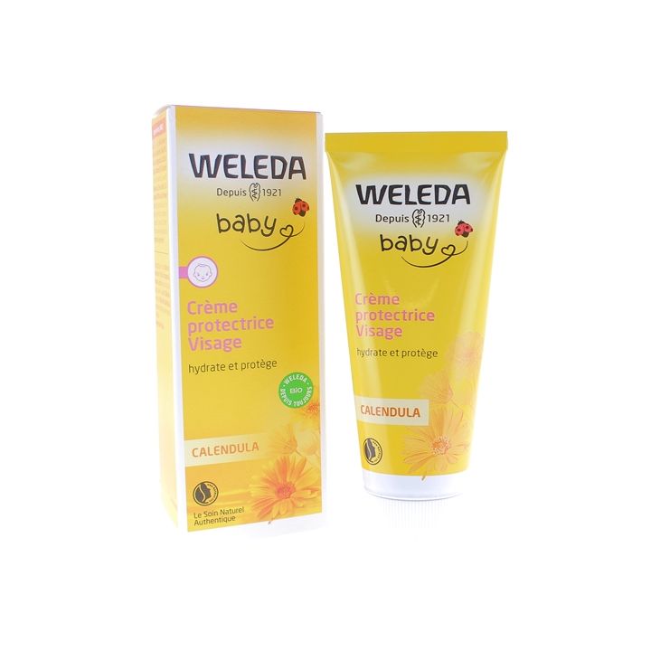 Cr&egrave;me protectrice visage au Calendula Weleda b&eacute;b&eacute; - tube de 50 ml