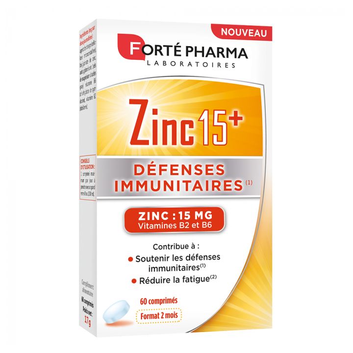 Zinc 15+ Fort&eacute; Pharma - bo&icirc;te de 60 comprim&eacute;s