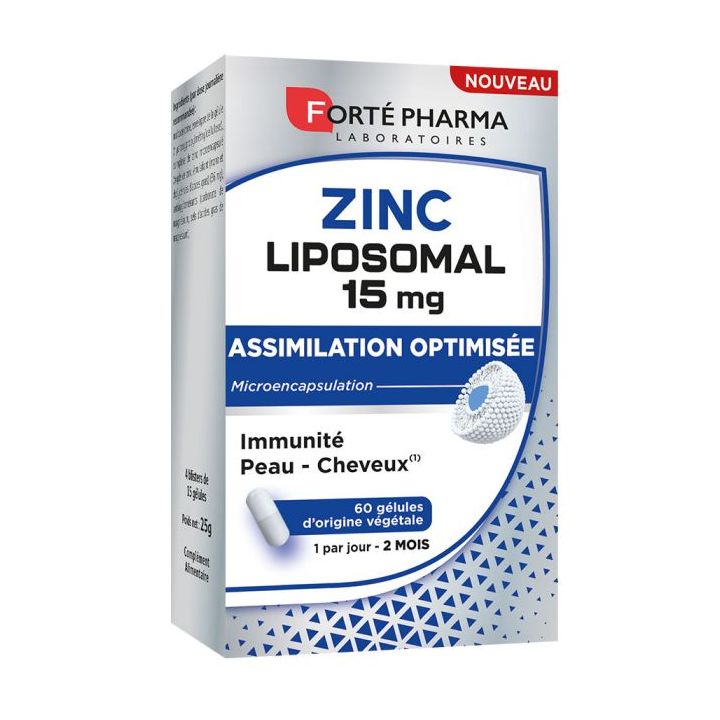 Zinc Liposomal 15 mg Fort&eacute; Pharma - bo&icirc;te de 60 g&eacute;lules