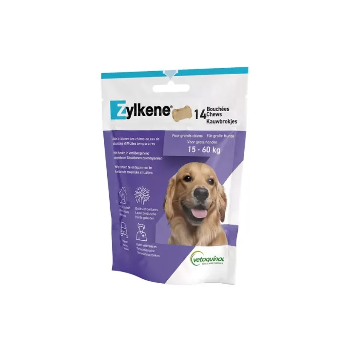 Zylkene bouch&eacute;es chien de 15 &agrave; 60kg Vetoquinol - sachet de 14 bouch&eacute;es