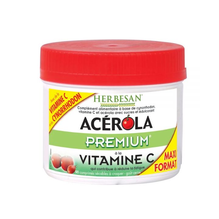 Ac&eacute;rola premium Herbesan - pot de 90 comprim&eacute;s &agrave; croquer