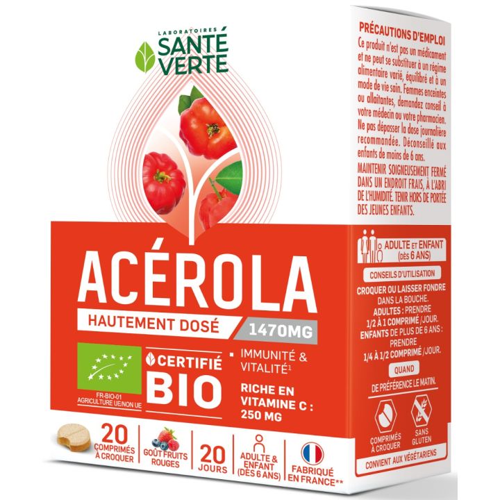 Toniphyt ac&eacute;rola Sant&eacute; Verte - bo&icirc;te de 20 comprim&eacute;s