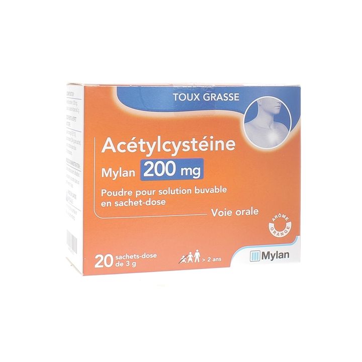 Ac&eacute;tylcyst&eacute;ine Mylan 200mg - 20 sachet-doses