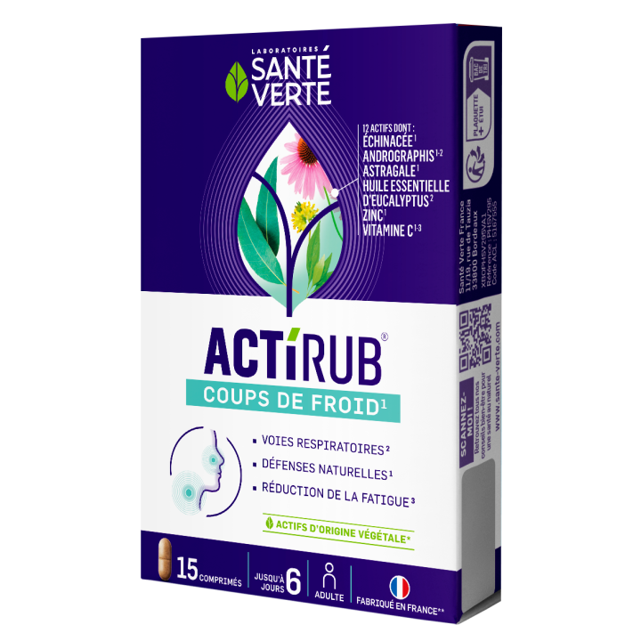 Actirub comprim&eacute; coups de froid Sant&eacute; verte - bo&icirc;te de 15 comprim&eacute;s