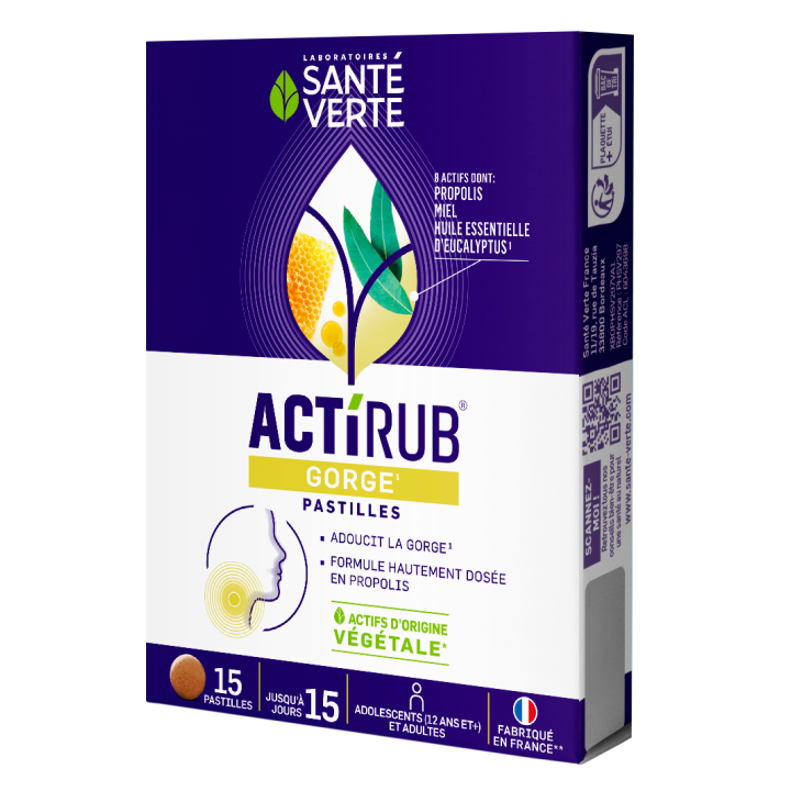 Actirub gorge Sant&eacute; verte - boite de 15 pastilles