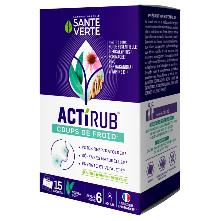 Actirub coups de froid Sant&eacute; verte - bo&icirc;te de 15 sachets