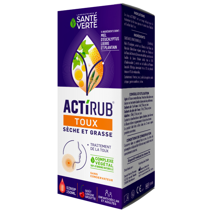 Actirub Toux S&egrave;che et Grasse Sant&eacute; Verte - flacon de 150 ml