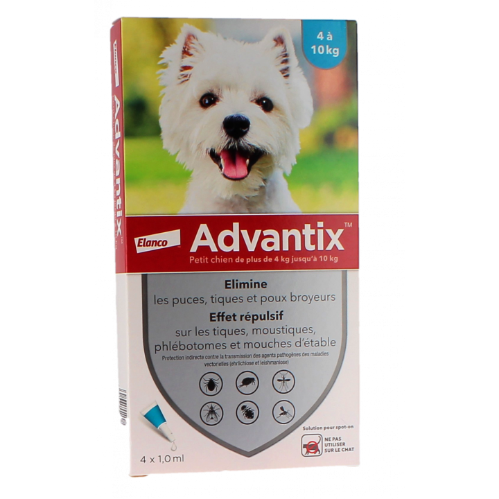 Advantix petit chien de 4 &agrave; 10 kg Bayer - boite de 4 pipettes