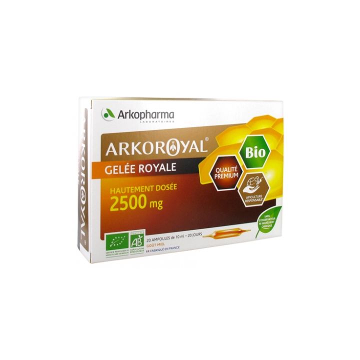 ArkoRoyal Gel&eacute;e royale bio 2500mg Arkopharma - bo&icirc;te de 20 ampoules