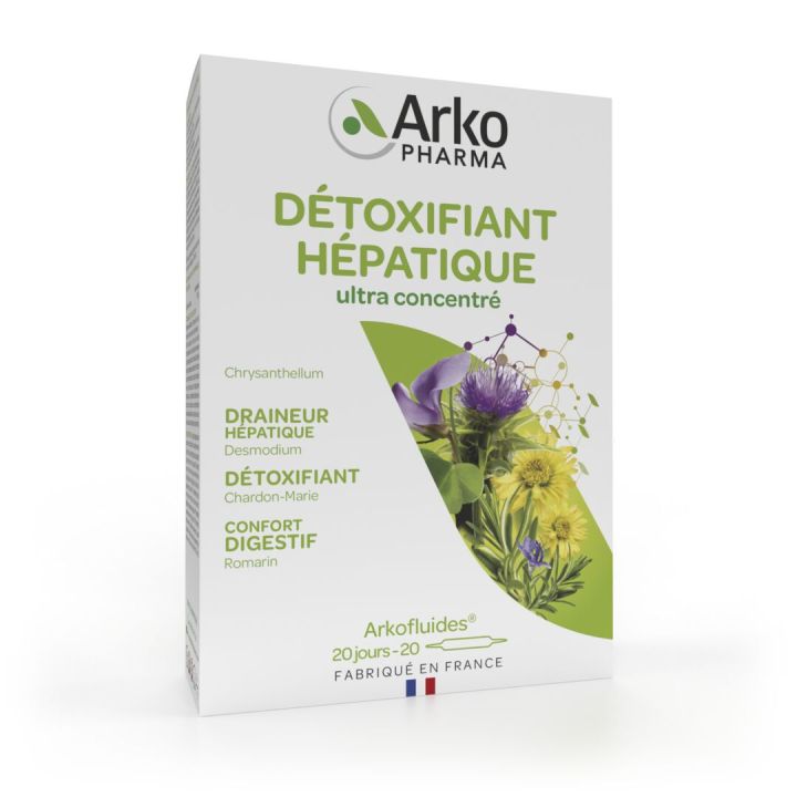 Arkofluides D&eacute;toxifiant H&eacute;patique Arkopharma - bo&icirc;te de 20 ampoules