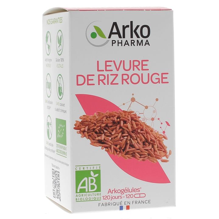 Arkog&eacute;lules Levure de riz rouge bio Arkopharma - bo&icirc;te de 120 g&eacute;lules
