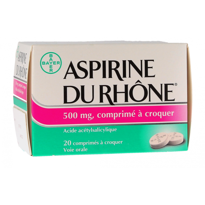 Aspirine du Rh&ocirc;ne 500mg comprim&eacute; &agrave; croquer - bo&icirc;te de 20 comprim&eacute;s
