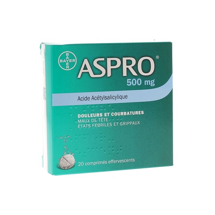 Aspro 500 effervescent comprim&eacute; effervescent - bo&icirc;te de 20 comprim&eacute;s