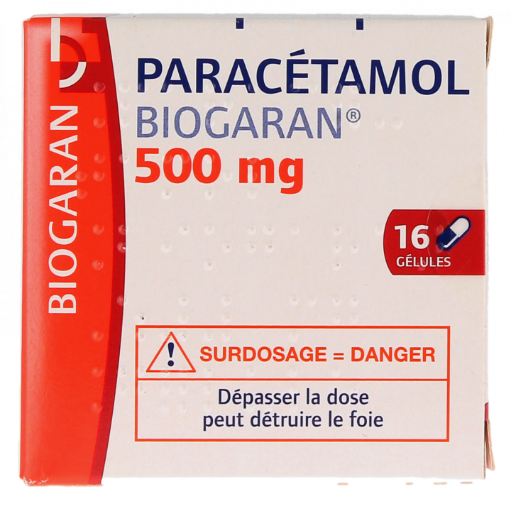 Parac&eacute;tamol Biogaran 500mg - bo&icirc;te de 16 g&eacute;lules