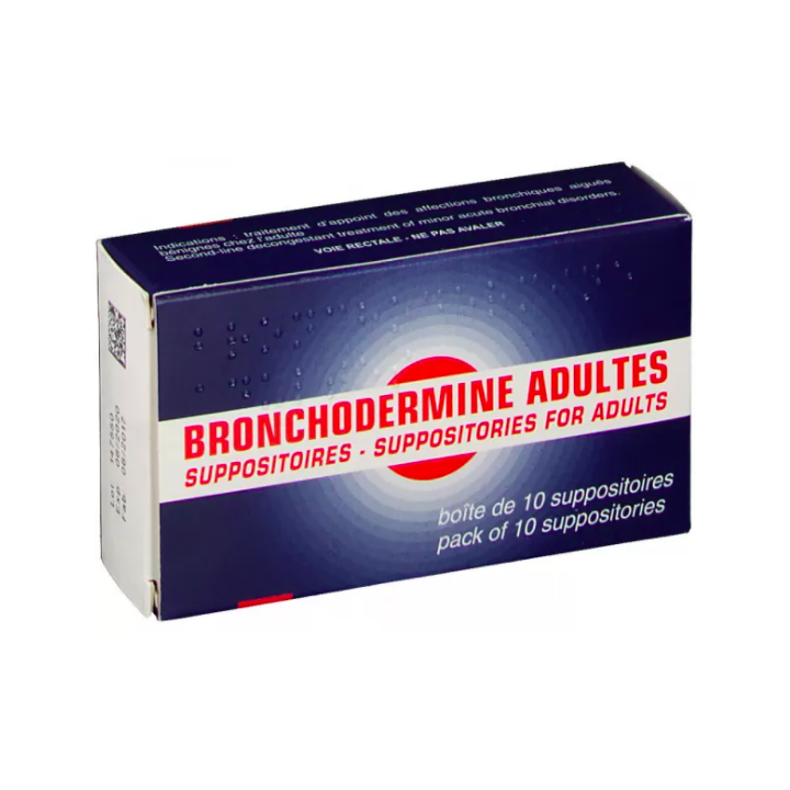 Bronchodermine d&egrave;s 15 ans adultes - bo&icirc;te de 10 suppositoires