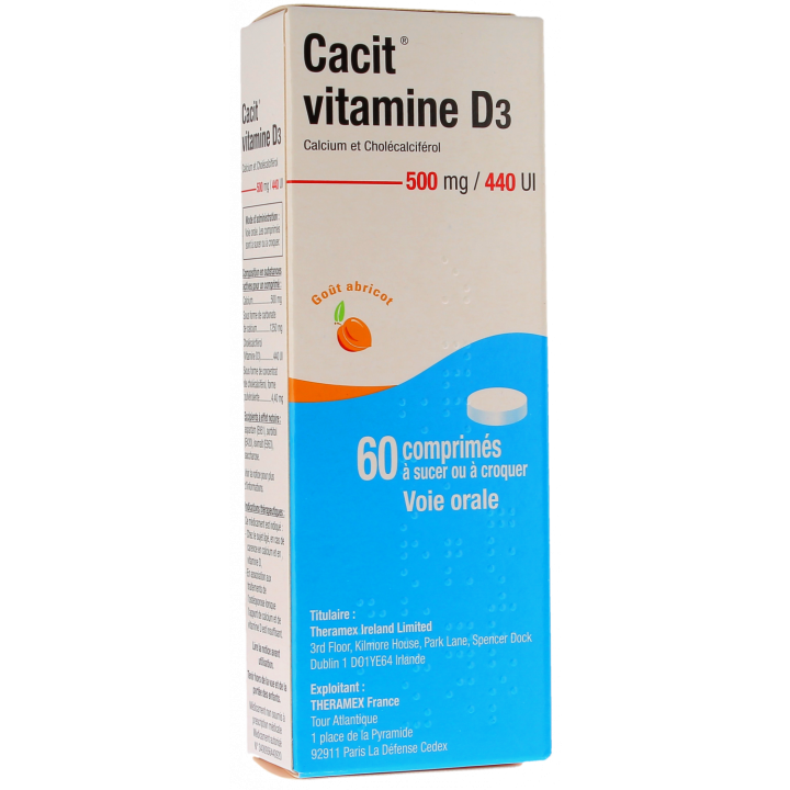 Cacit Vitamine D3 500mg/440 U.I - 60 comprim&eacute;s