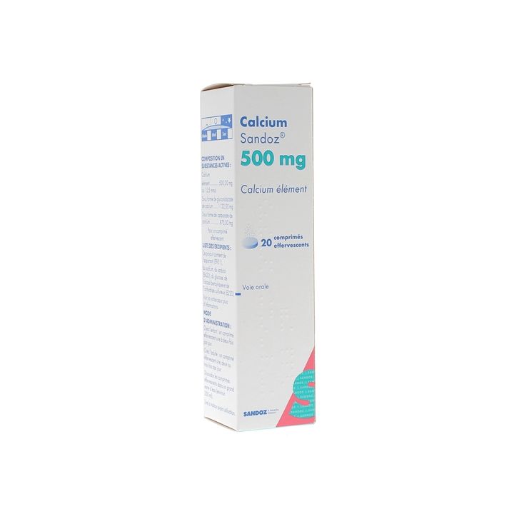 Calcium Sandoz 500mg comprim&eacute; effervescent - bo&icirc;te de 20 comprim&eacute;s effervescents