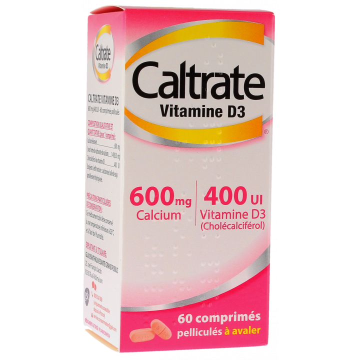 Caltrate Vitamine D3 600mg/400 U.I comprim&eacute; pellicul&eacute; - bo&icirc;te de 60 comprim&eacute;s