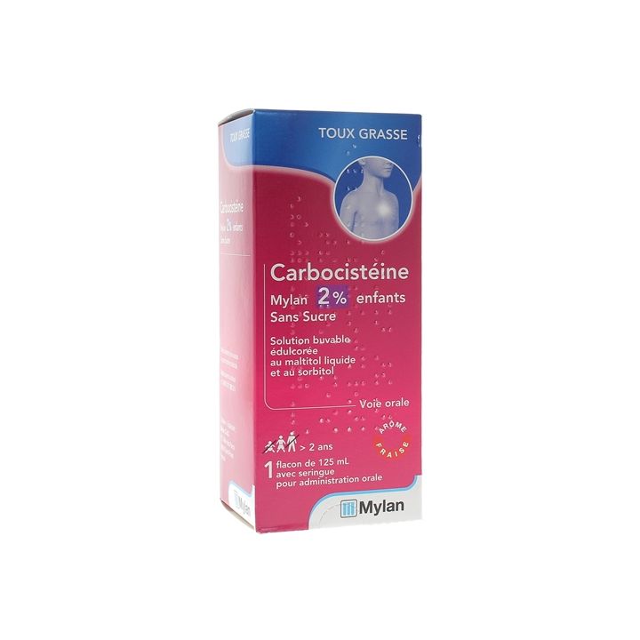 Carbocist&eacute;ine Mylan 2% enfants sans sucre - flacon de 125 ml