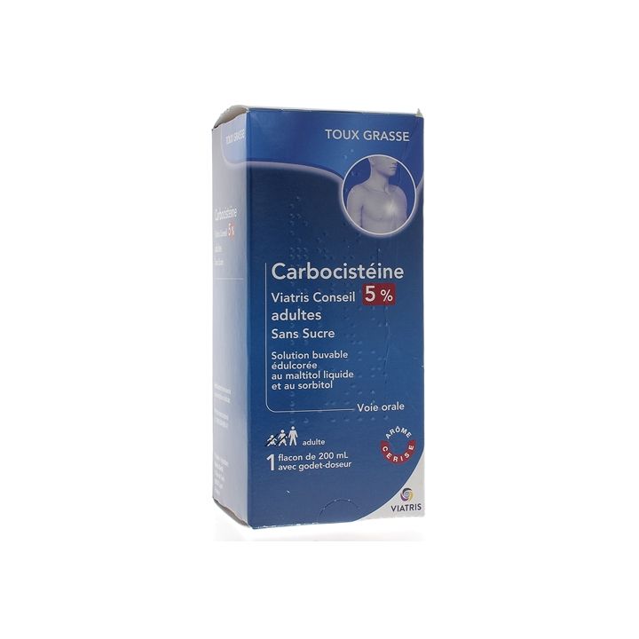 Carbocist&eacute;ine Mylan 5% D&egrave;s 15 ans; Adultes - flacon de 200 ml