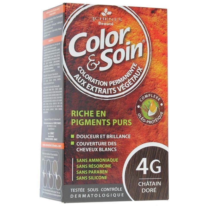 Color & soin coloration permanente Chatain dor&eacute; 4G Les 3 ch&ecirc;nes - 1 kit