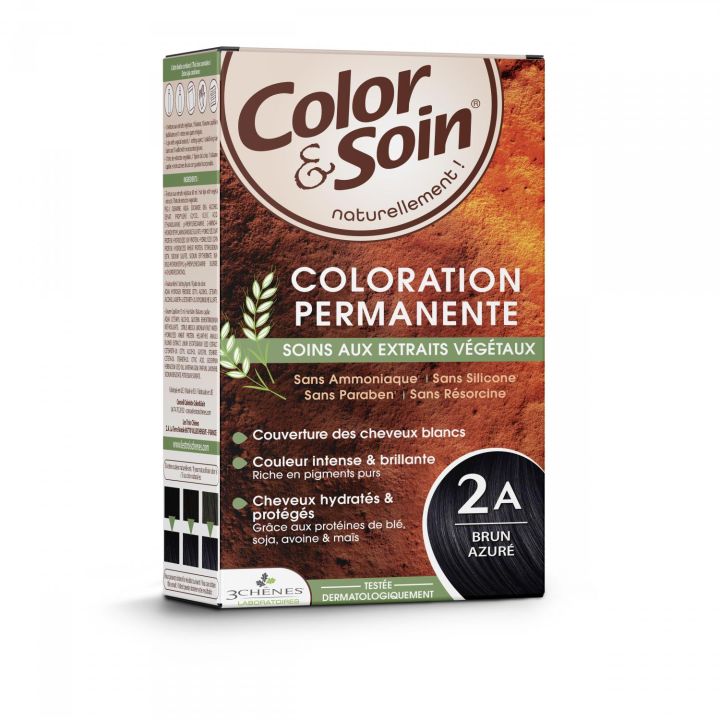 Color & soin coloration permanente brun azur&eacute; 2A Les 3 ch&ecirc;nes - 1 kit