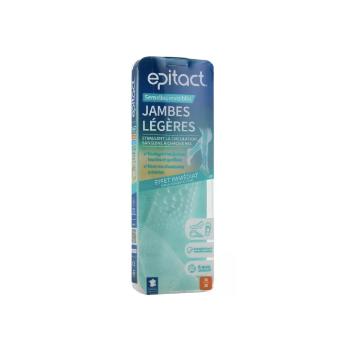 Semelles invisibles jambes l&eacute;g&egrave;res taille 36/38 Epitact - une paire de semelles