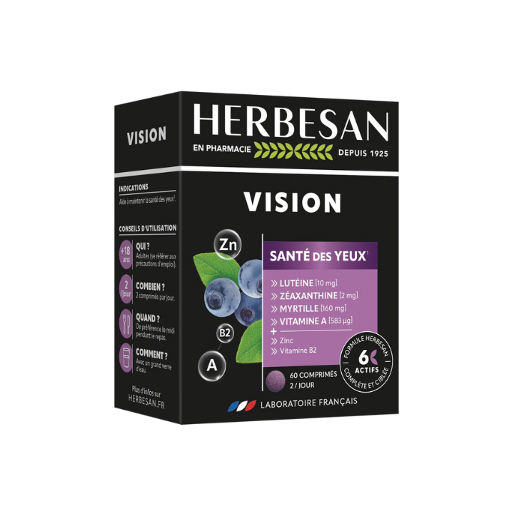 Vision sant&eacute; des yeux Herbesan - boite de 60 comprim&eacute;s