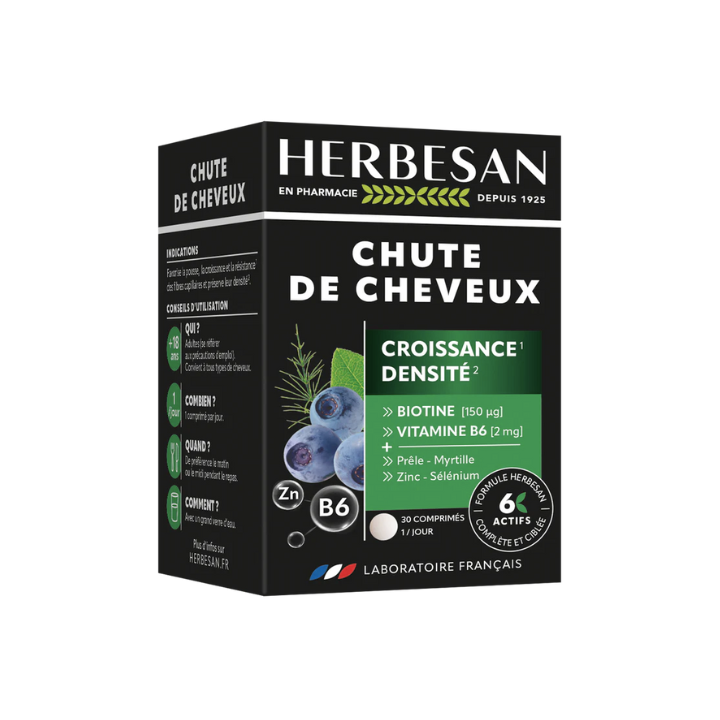 Chute de cheveux croissance densit&eacute; Herbesan - boite de 30 comprim&eacute;s