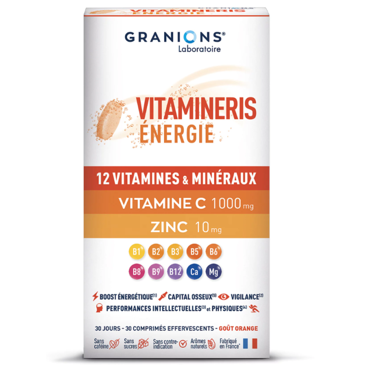 Vitamineris &eacute;nergie 12 vitamines et min&eacute;raux Granions - boite de 28 comprim&eacute;s