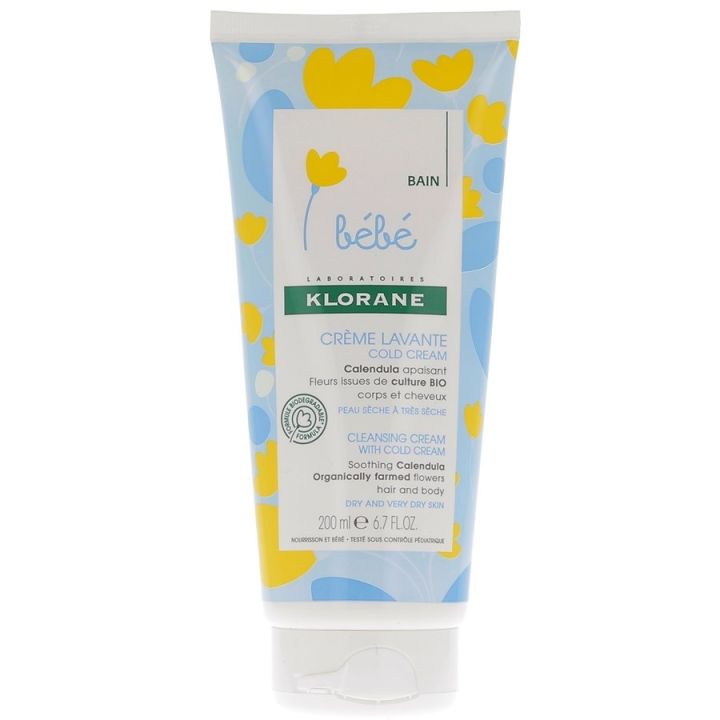 Cr&egrave;me lavante Cold Cream Klorane B&eacute;b&eacute; - tube de 200 ml
