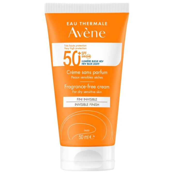 Cr&egrave;me solaire SPF 50+ sans parfum Av&egrave;ne - tube de 50 ml