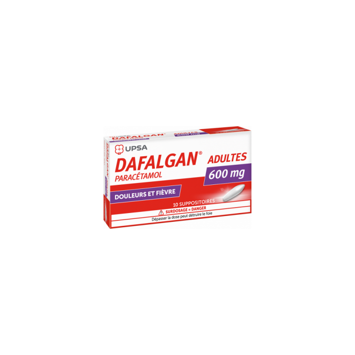 Dafalgan 600mg suppositoire - bo&icirc;te de 10 suppositoires