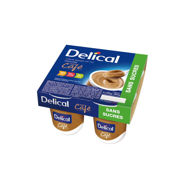 Delical cr&egrave;me dessert sans sucre caf&eacute; - 4 pots de 200g