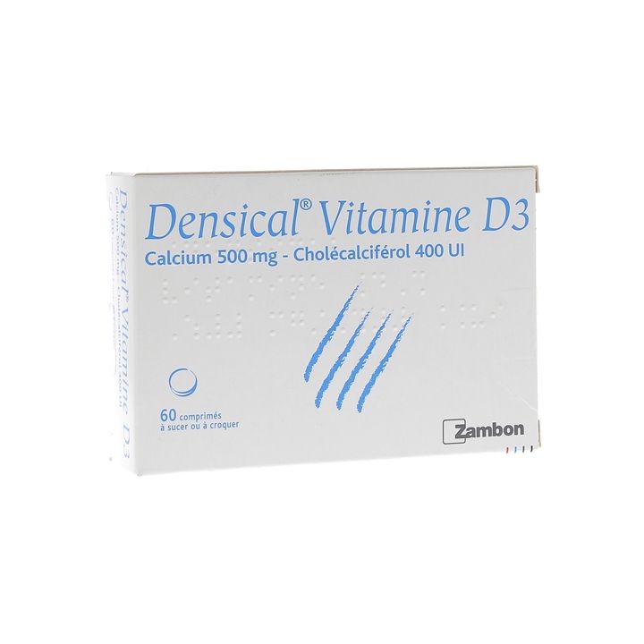 Densical Vitamine D3 500mg/400 U.I comprim&eacute; &agrave; sucer ou &agrave; croquer - bo&icirc;te de 60 comprim&eacute;s