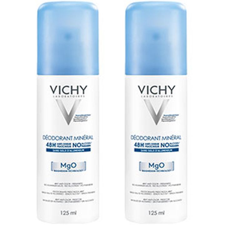 D&eacute;odorant Min&eacute;ral 48h spray Vichy - 2 sprays de 125 ml