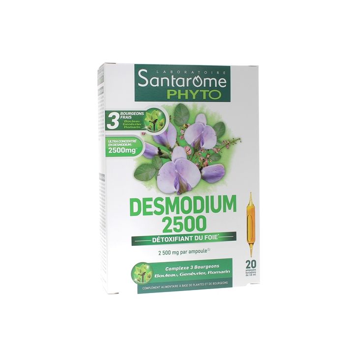 Desmodium 2500 d&eacute;toxifiant du foie Santarome - boite de 20 ampoules