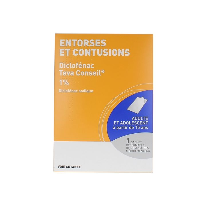 Diclof&eacute;nac 1% empl&acirc;tre m&eacute;dicamenteux - boite de 5 empl&acirc;tres