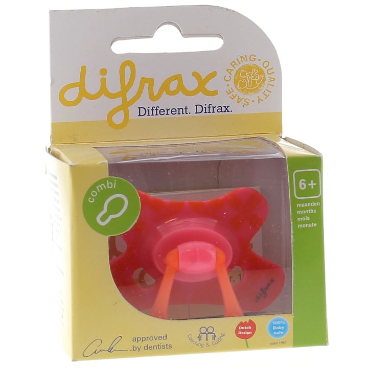 T&eacute;tine combi avec anneau 6+ mois Difrax - 1 t&eacute;tine