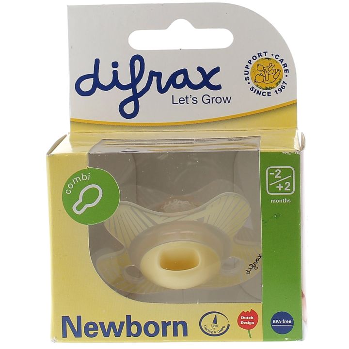 T&eacute;tine combi avec anneau Newborn -2/+2 mois Difrax - 1 t&eacute;tine