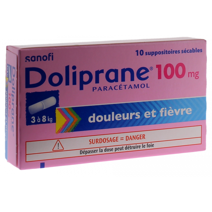 Doliprane 100mg suppositoire s&eacute;cable - bo&icirc;te de 10 suppositoires